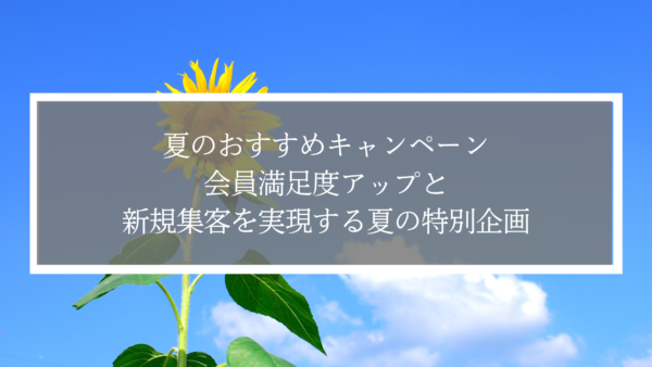 夏のおすすめキャンペーン｜会員満足度アップと新規集客を実現する夏の特別企画